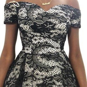 Small, black lace formal dress